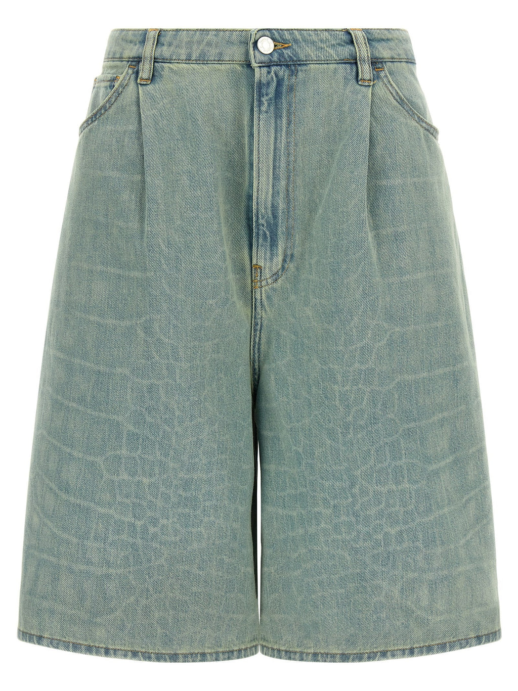 NUDE Blue Cotton Bermuda Shorts