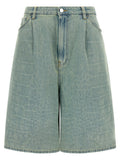 NUDE Blue Cotton Bermuda Shorts