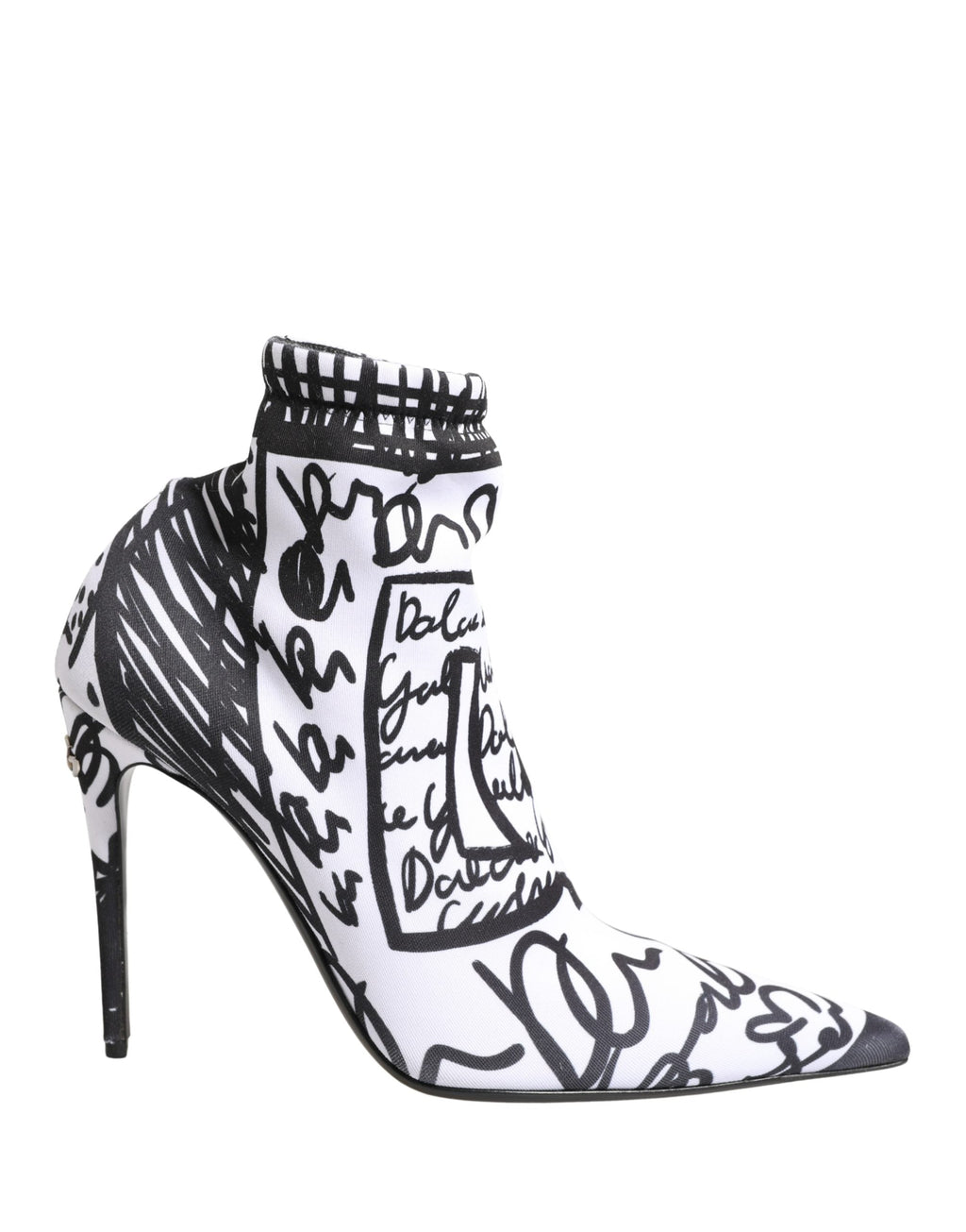 Dolce & Gabbana White Graffiti Stretch Ankle Boots Shoes