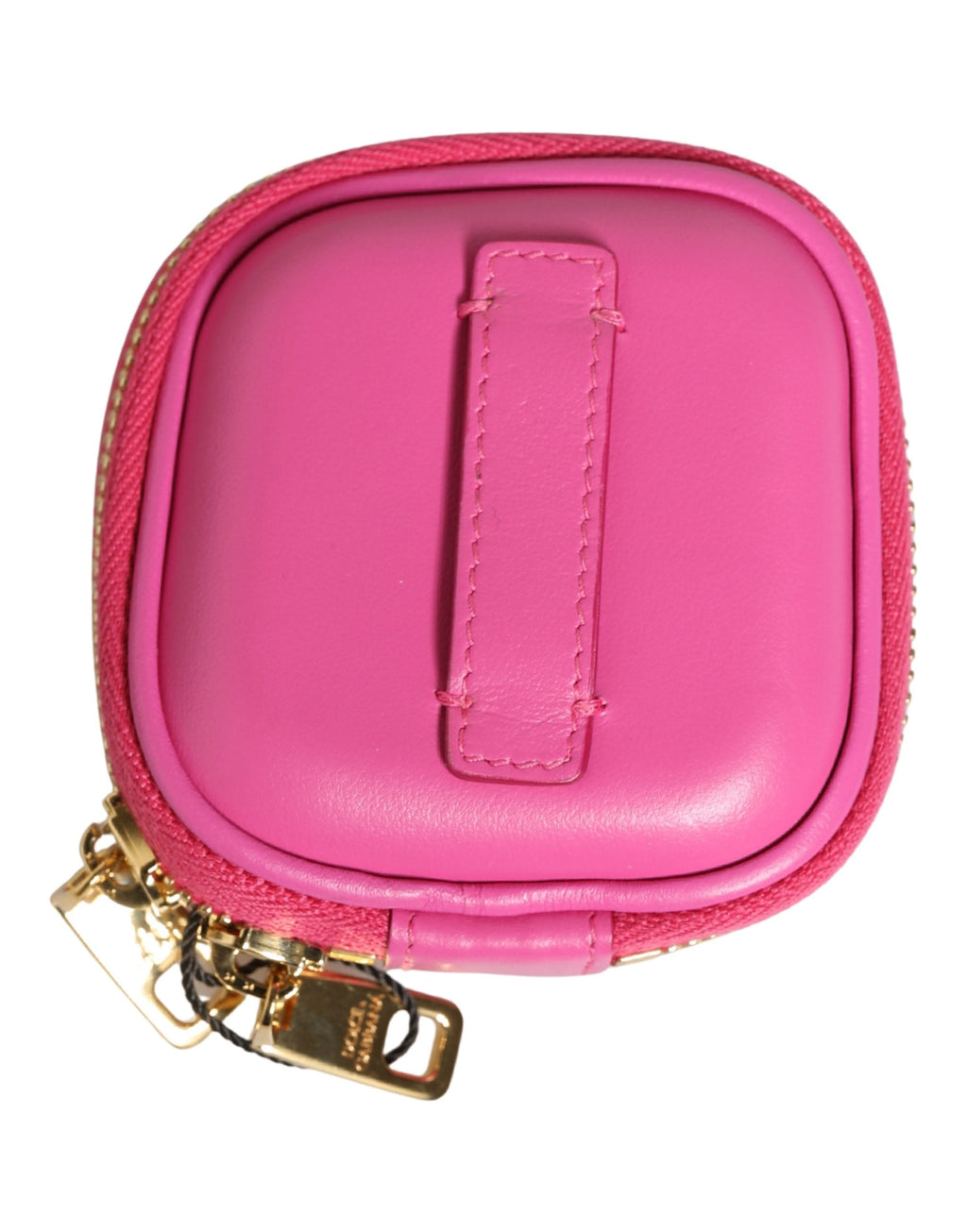 Dolce & Gabbana Pink Lamb Leather Embossed Logo Holder Airpod Case