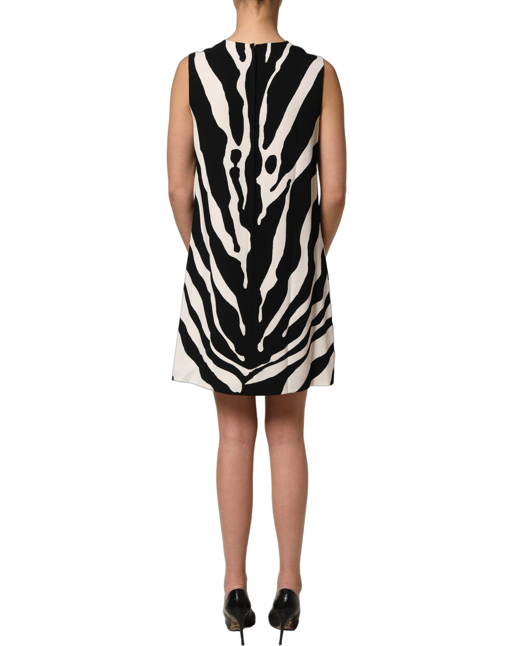 Dolce & Gabbana Black White Zebra Print Viscose Mini Dress