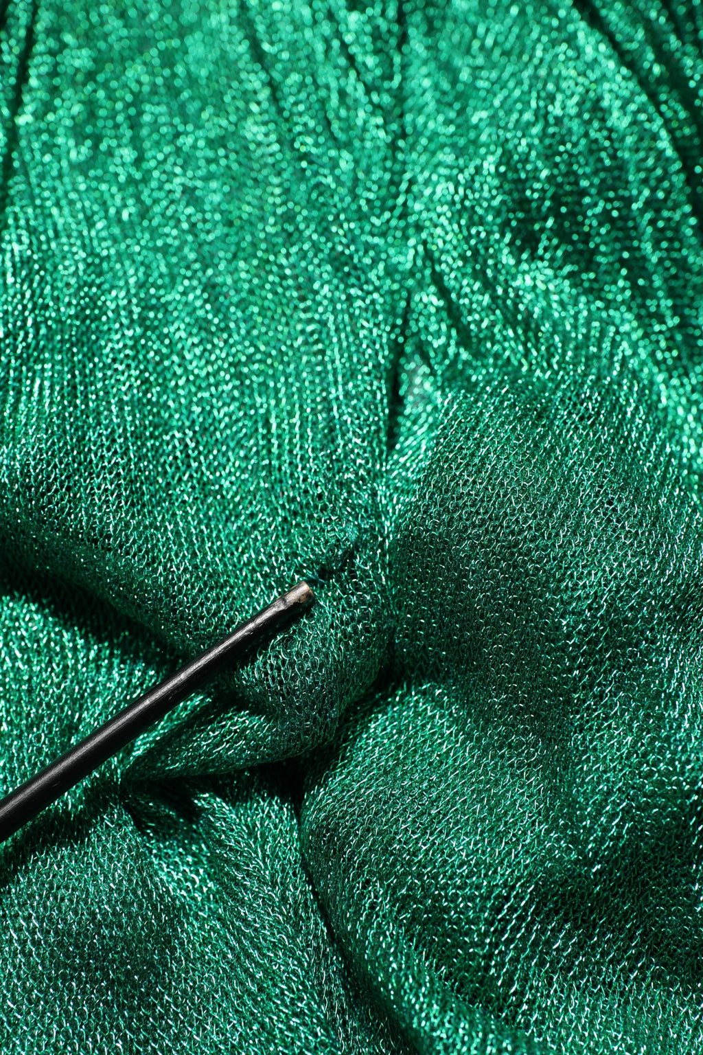 Dolce & Gabbana Metallic Green Sleeveless Plissé Gown Dress