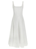 Staud White Cotton Midi Dress