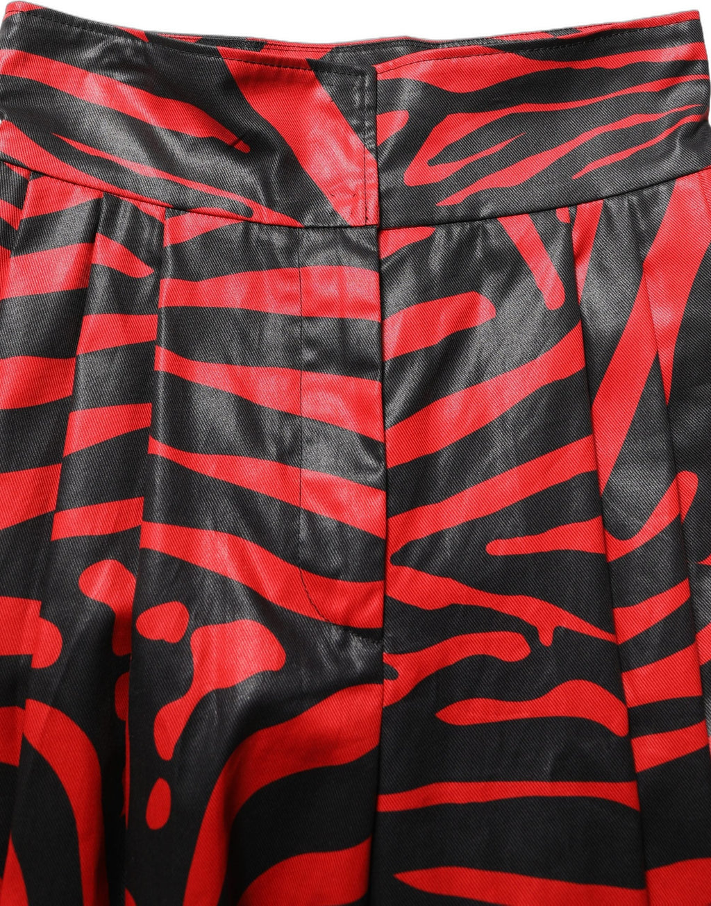 Dolce & Gabbana Red Black Zebra Print Cotton HighWaist Pants