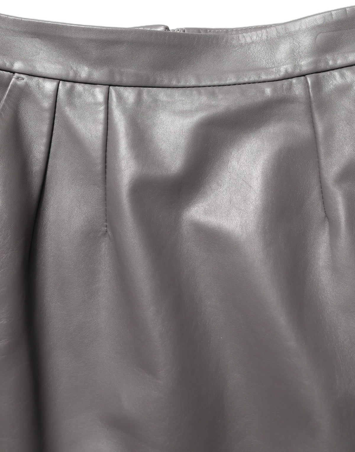 Dolce & Gabbana Gray Leather High Waist Pencil Cut Midi Skirt