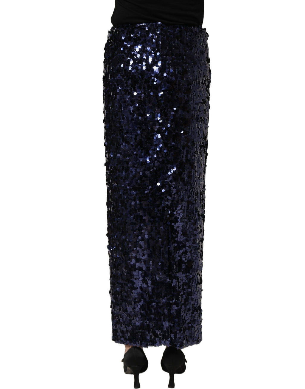 Dolce & Gabbana Blue Sequin High Waist PencilCut Midi Skirt