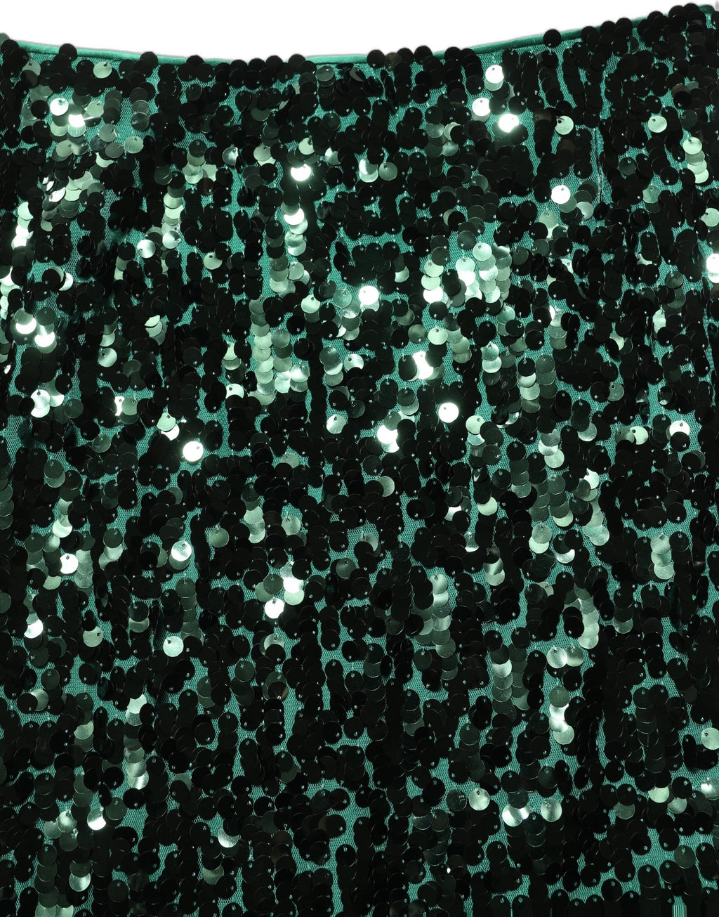 Dolce & Gabbana Green Sequin High Waist Pencil Cut Midi Skirt