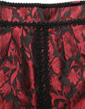 Dolce & Gabbana Red Black Floral Lace Jacquard Mini Skirt