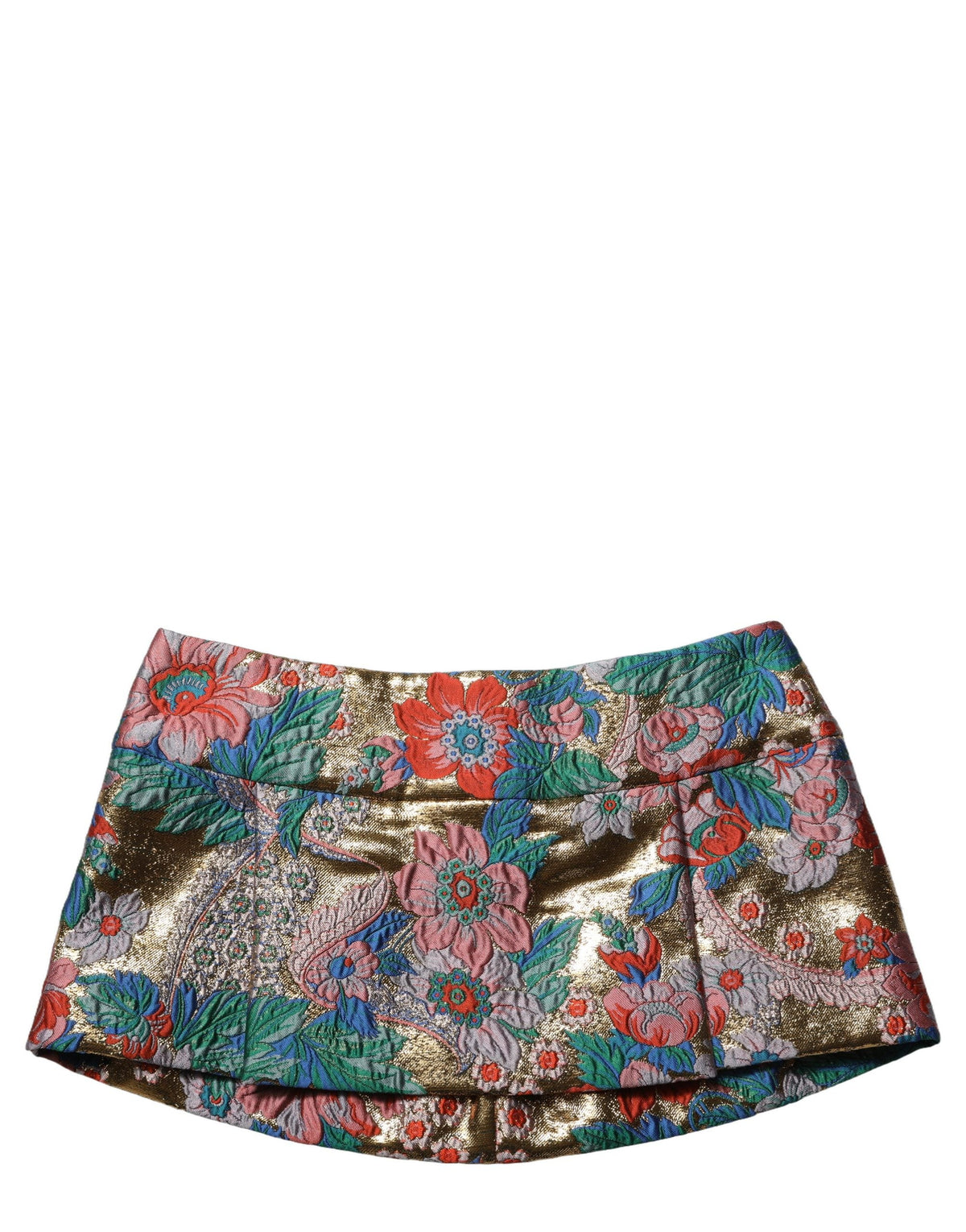 Dolce & Gabbana Multicolor Floral Jacquard MidWaist Mini Skirt