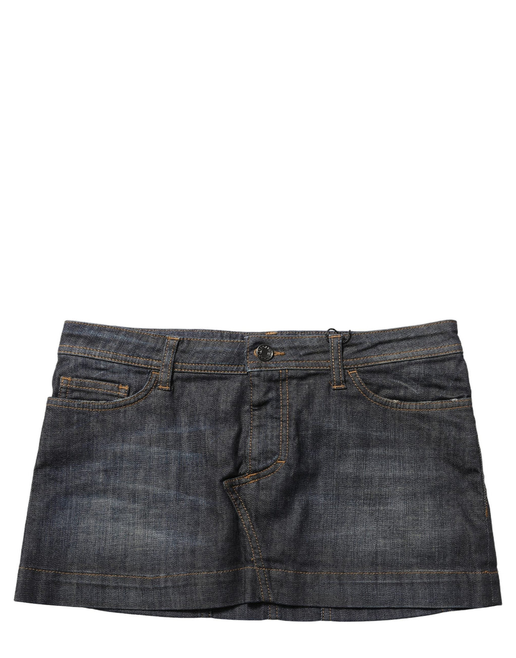 Dolce & Gabbana Black Cotton Spandex Low Waist Denim Mini Skirt