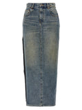R13 Blue Cotton Mini Skirt