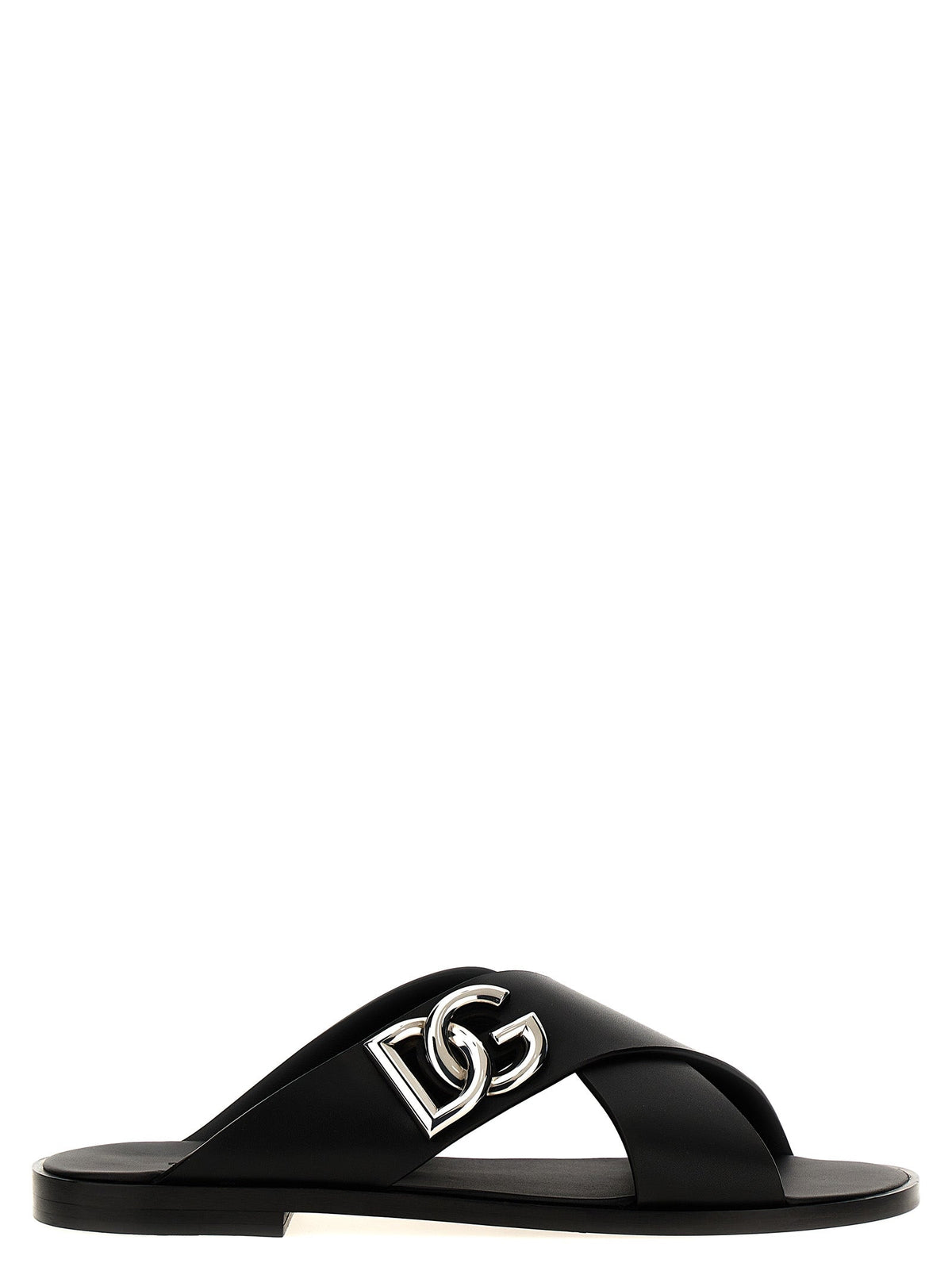 Dolce & Gabbana Black Calfskin Slides