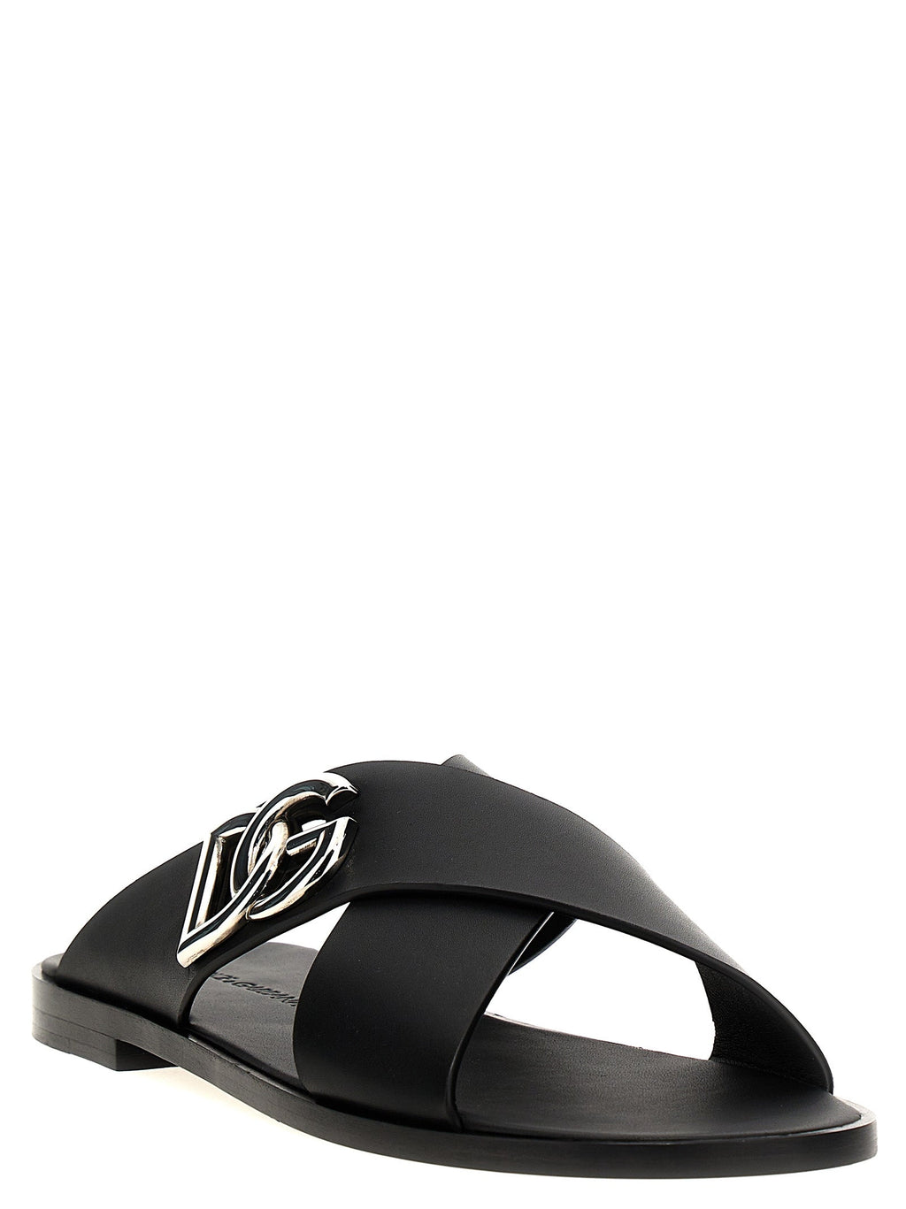Dolce & Gabbana Black Calfskin Slides
