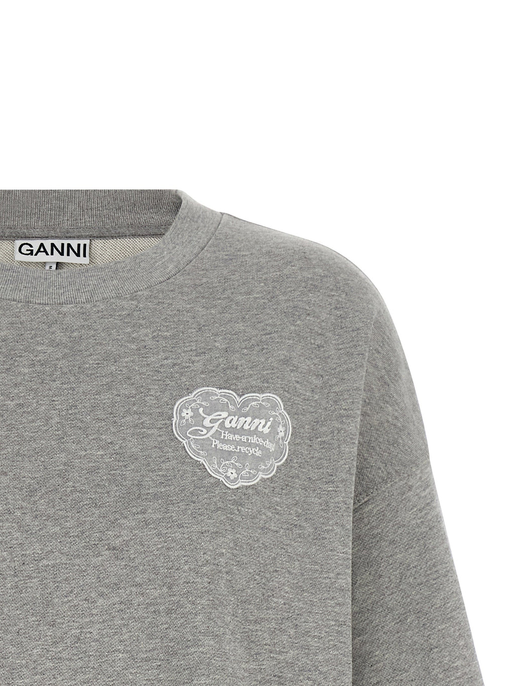 Ganni Gray Organic Cotton Sweatshirt