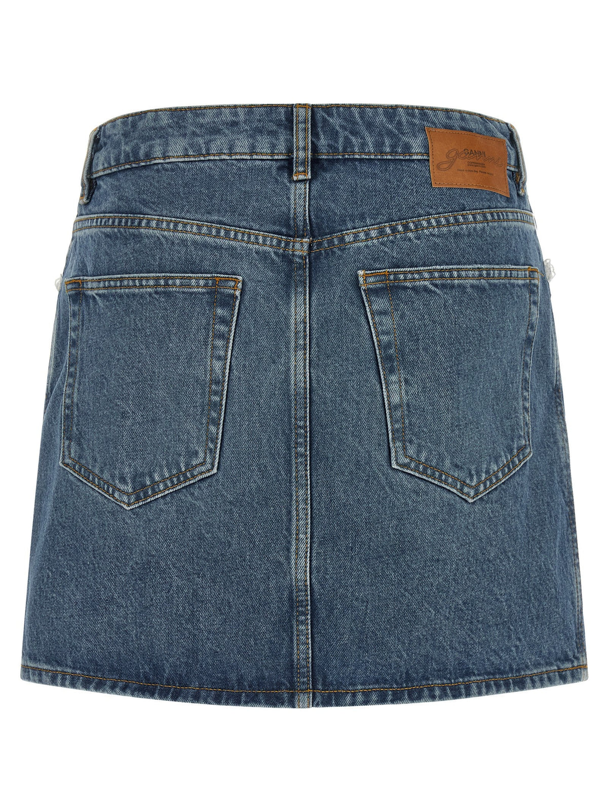 Ganni Blue Cotton Long Skirt