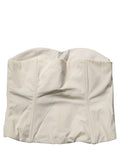 Elisabetta Franchi Off White Strapless Sweetheart Neck Top
