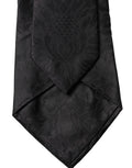 Dolce & Gabbana Black Paisley Woven Silk Adjustable Women Necktie Tie