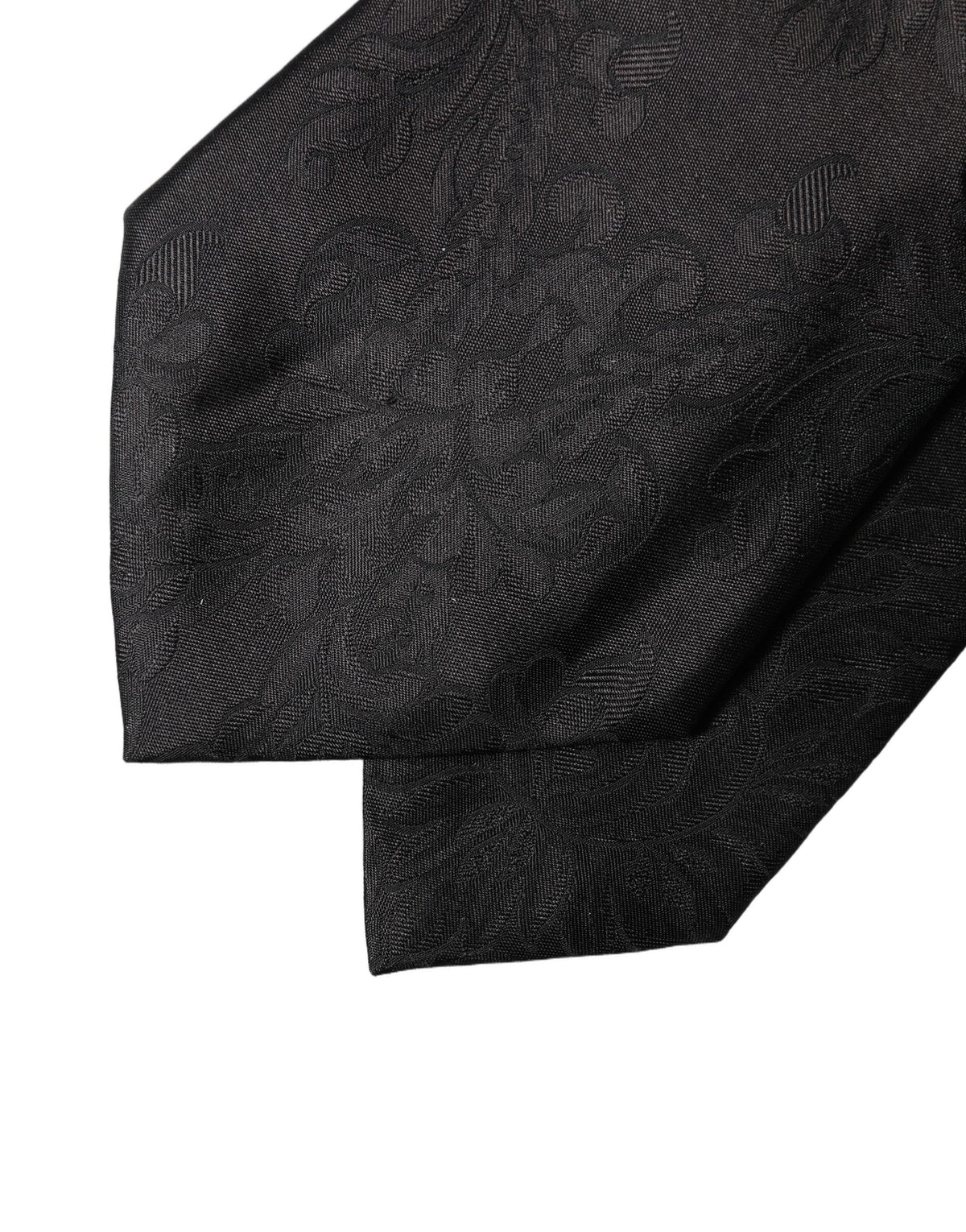 Dolce & Gabbana Black Paisley Woven Silk Adjustable Women Necktie Tie