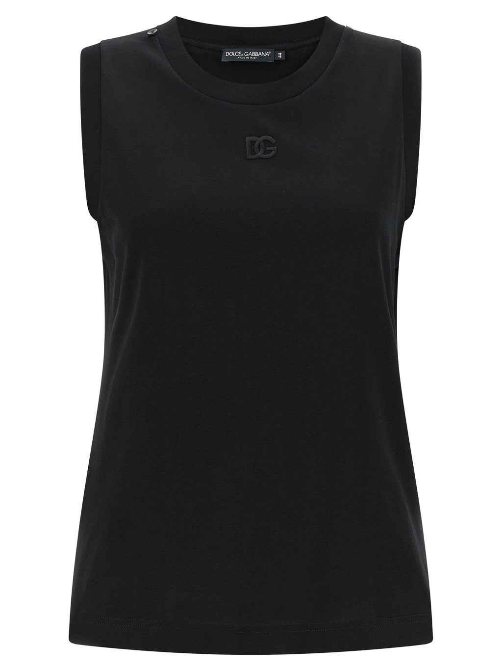 Dolce & Gabbana Black Cotton Sleeveles T-Shirt