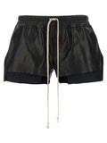 Rick Owens Black Lamb Leather Bermuda Shorts