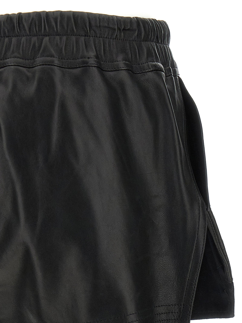 Rick Owens Black Lamb Leather Bermuda Shorts