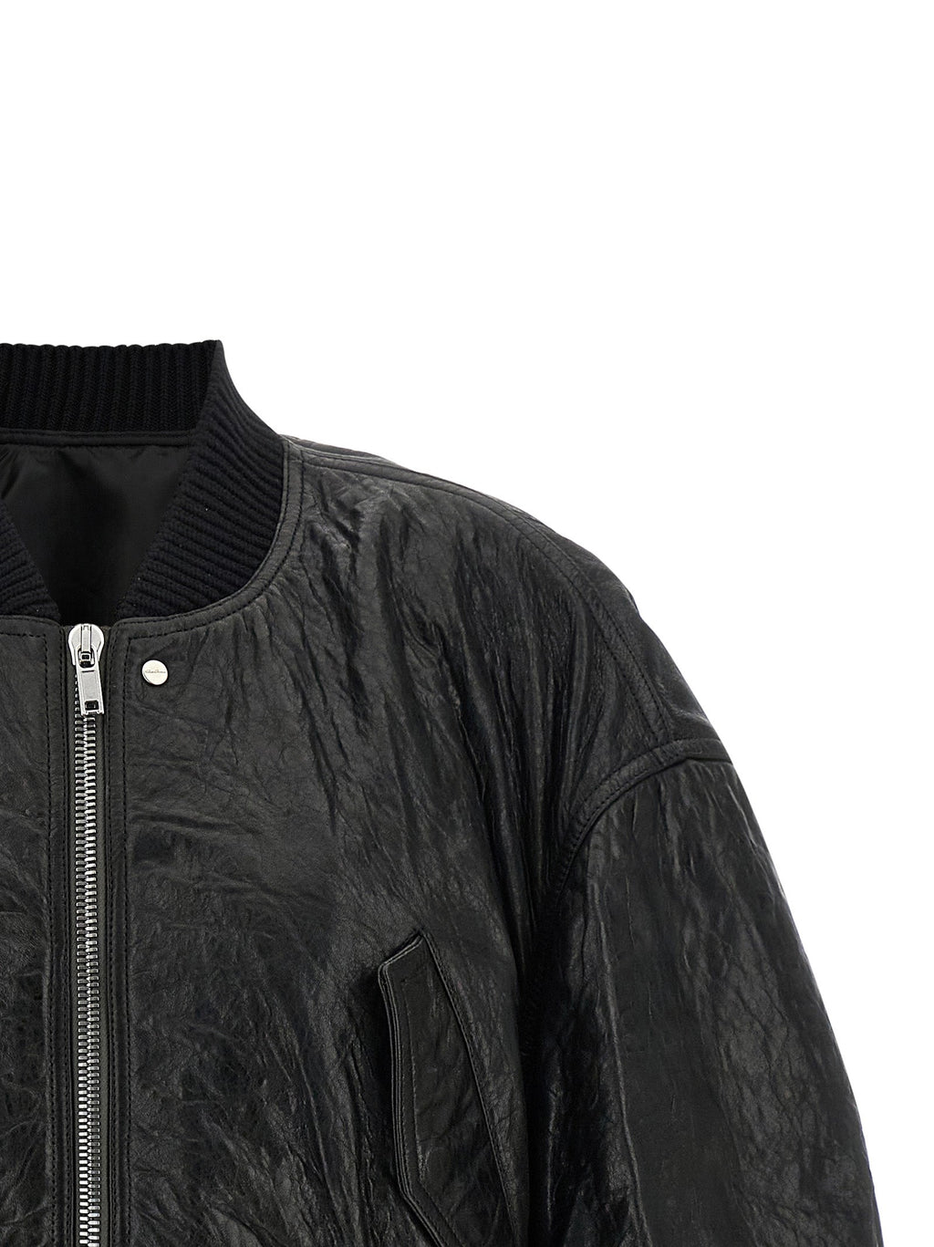 Rick Owens Black Lamb Leather Leather Jacket