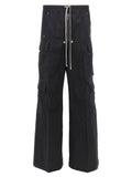 Rick Owens Black Cotton Cargo Pants