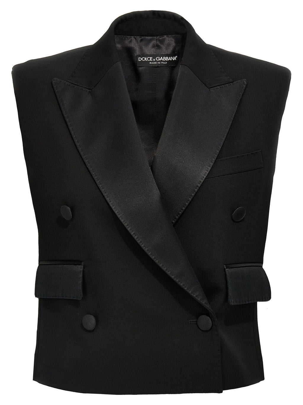 Dolce & Gabbana Black Silk Sleeveless Jacket