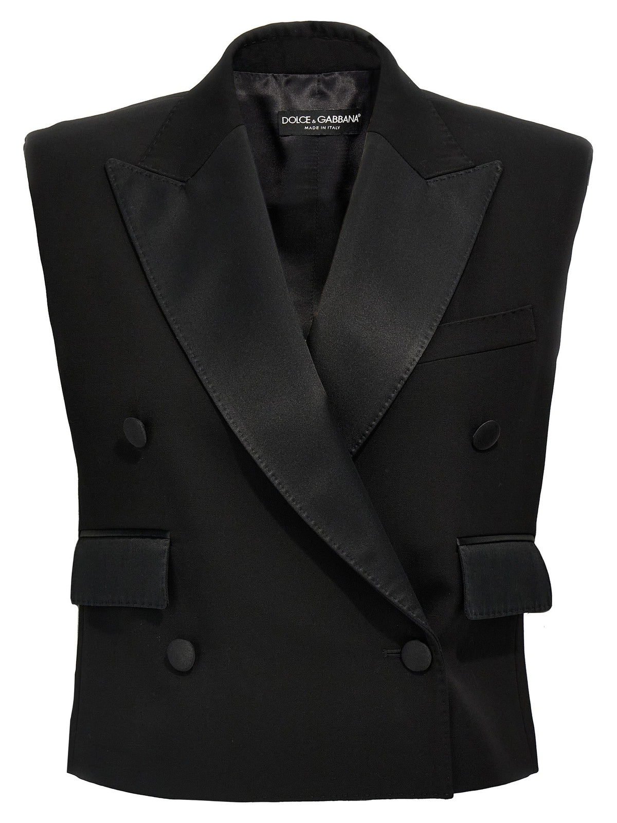 Dolce & Gabbana Black Silk Sleeveless Jacket