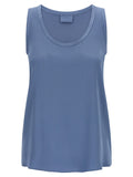 Brunello Cucinelli Blue Silk Sleeveles T-Shirt