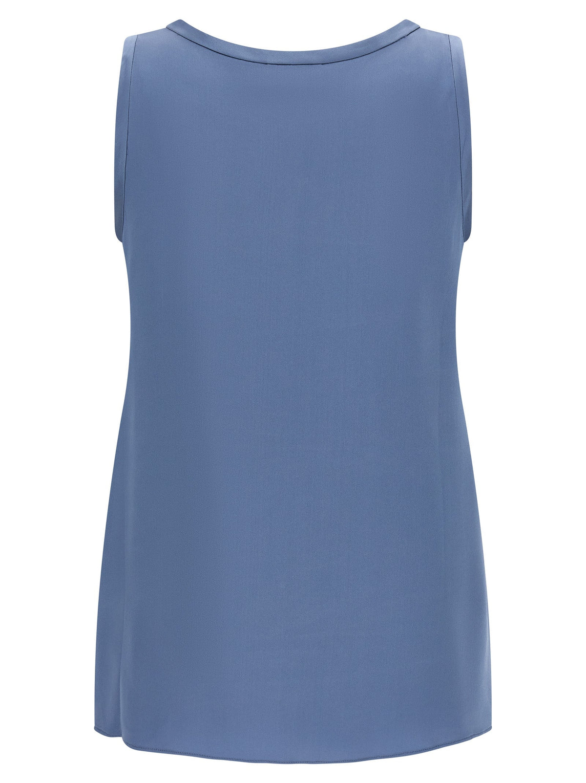 Brunello Cucinelli Blue Silk Sleeveles T-Shirt