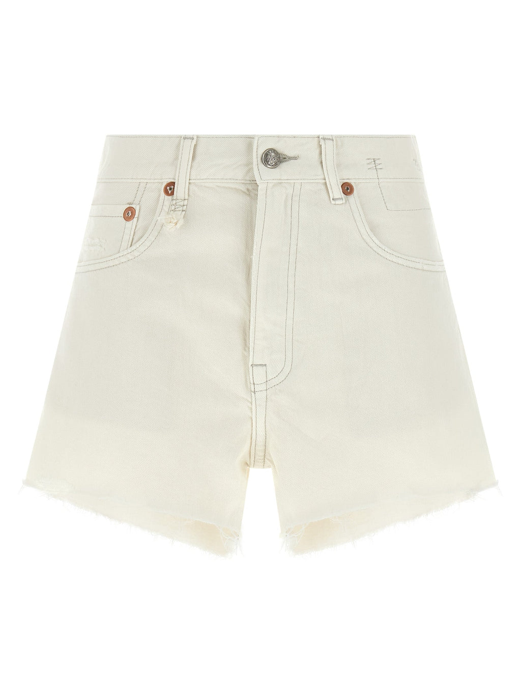R13 White Cotton Bermuda Shorts