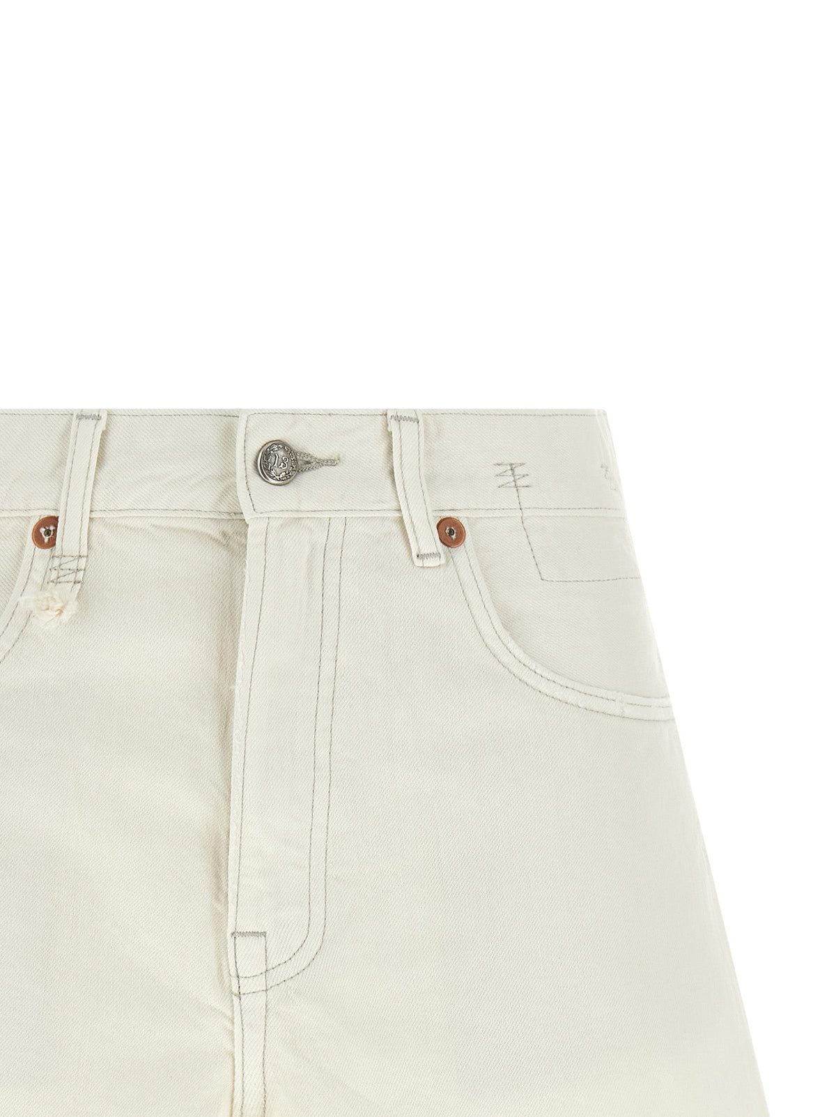 R13 White Cotton Bermuda Shorts
