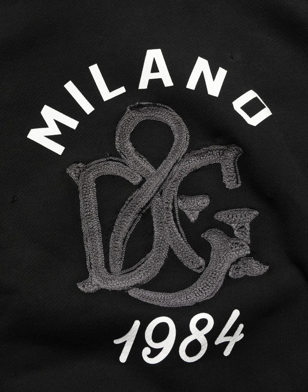 Dolce & Gabbana Black Cotton Milano1984 Print Hoodie Sweater