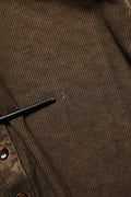 Dolce & Gabbana Brown Cotton Buttoned Henley Pullover Sweater