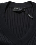 Dolce & Gabbana Black Silk Blend V-neck Pullover Men Sweater
