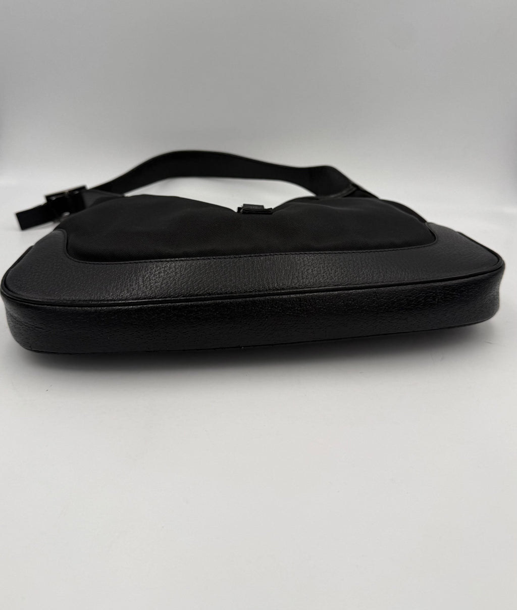 GUCCI JACKIE Leather and Canvas Handbag