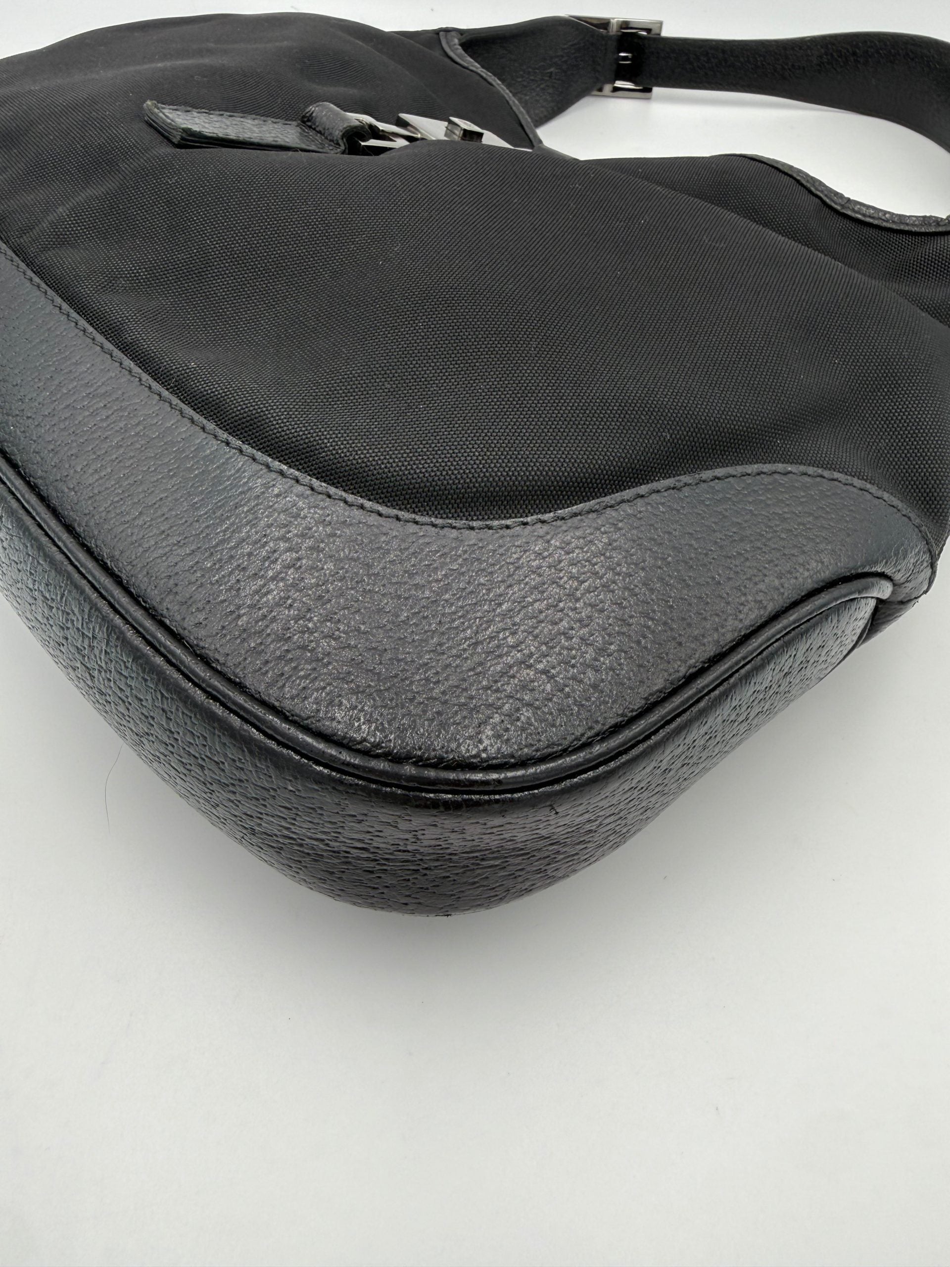 GUCCI JACKIE Leather and Canvas Handbag