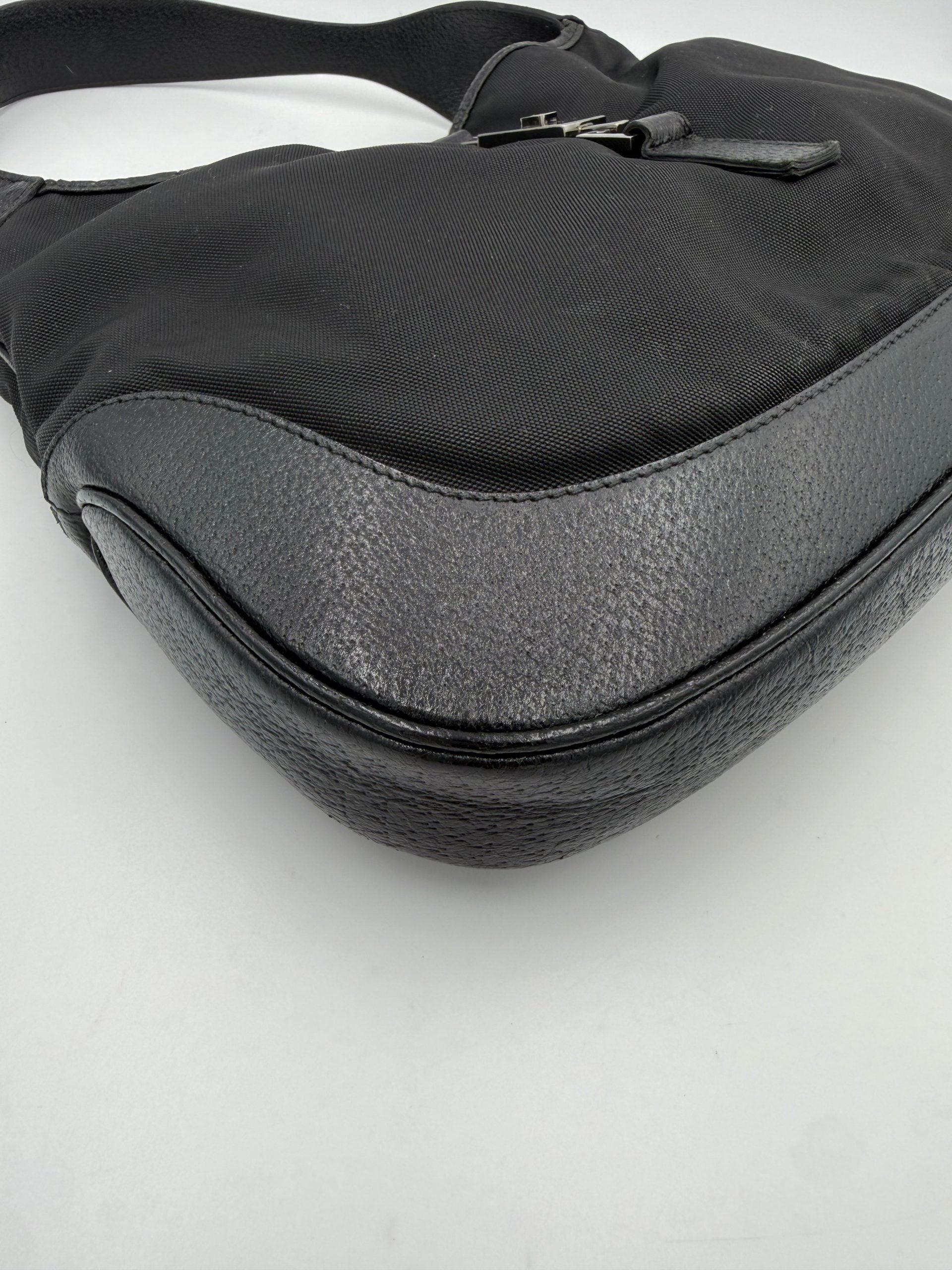 GUCCI JACKIE Leather and Canvas Handbag
