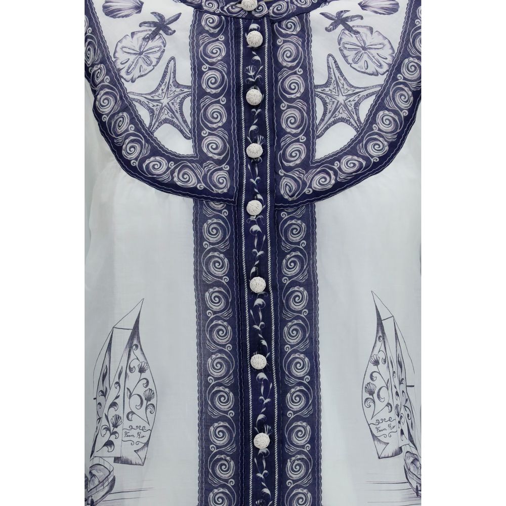 FARM RIO Multicolor Ramie Pattern Shirt