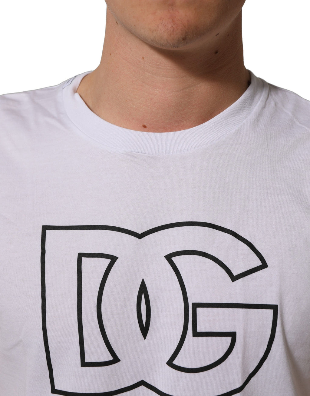 Dolce & Gabbana White DG Logo Print Short Sleeves Men T-shirt