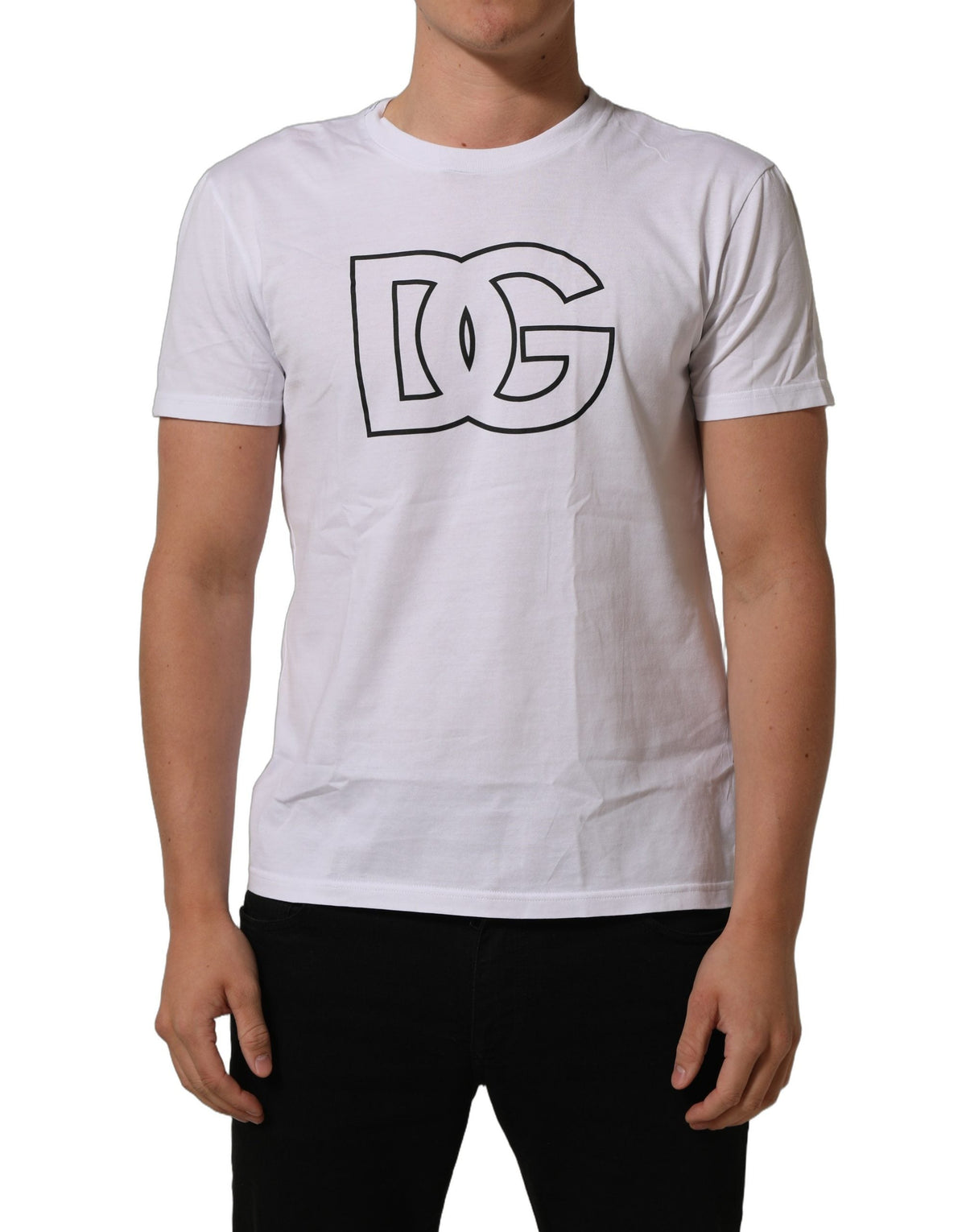 Dolce & Gabbana White DG Logo Print Short Sleeves Men T-shirt