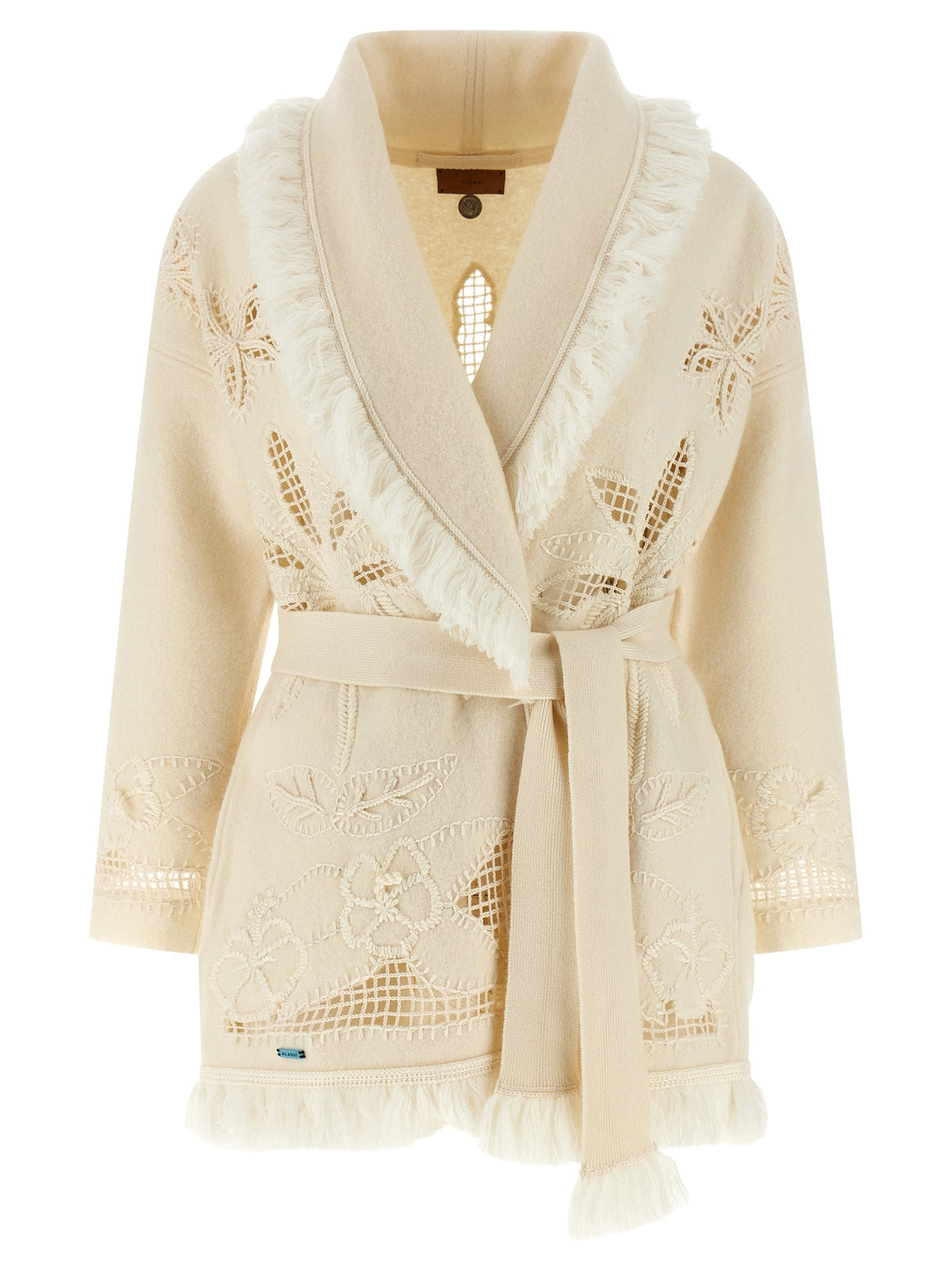 Alanui White Virgin Wool Cardigan