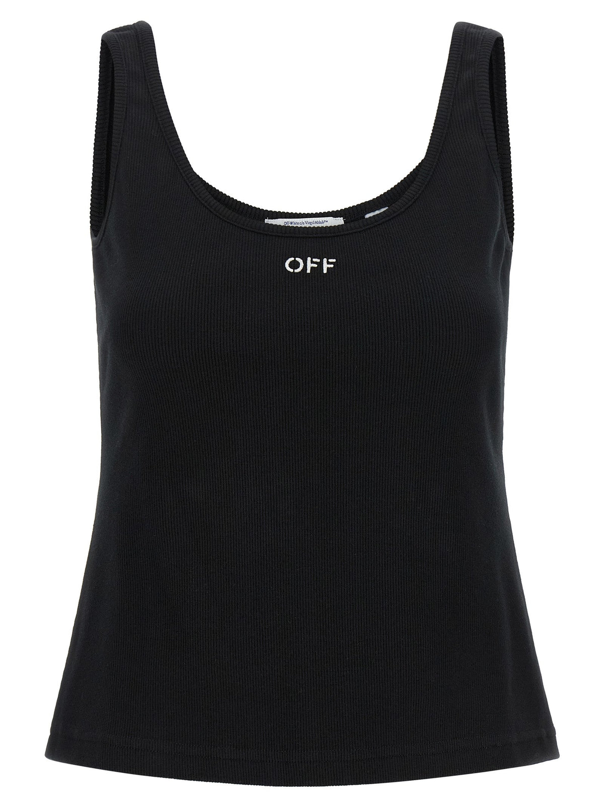 Off-White Black Cotton Tank Tops