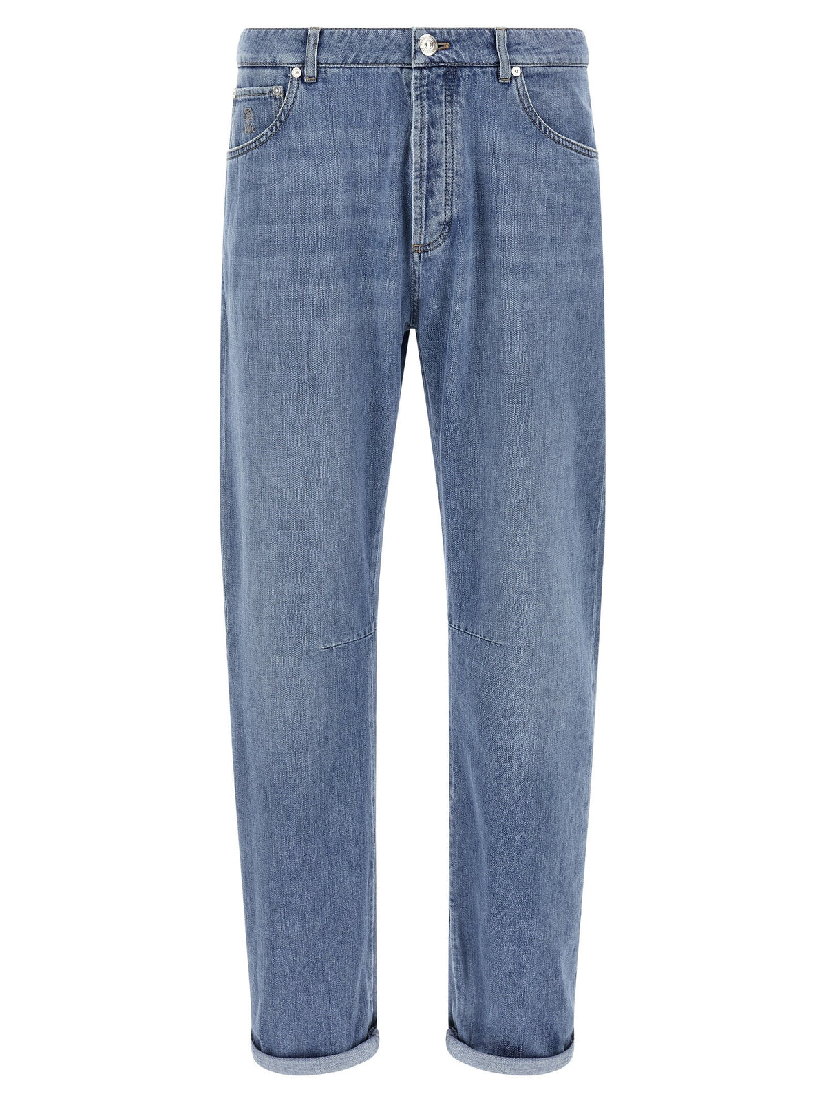 Brunello Cucinelli Blue Cotton Straight-Leg Jeans
