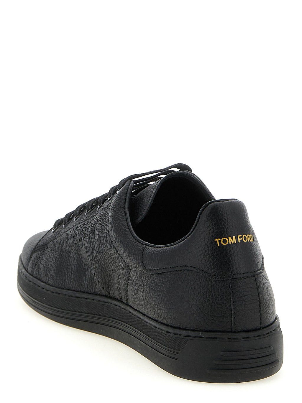 Tom Ford Black Leather Low Top Sneakers