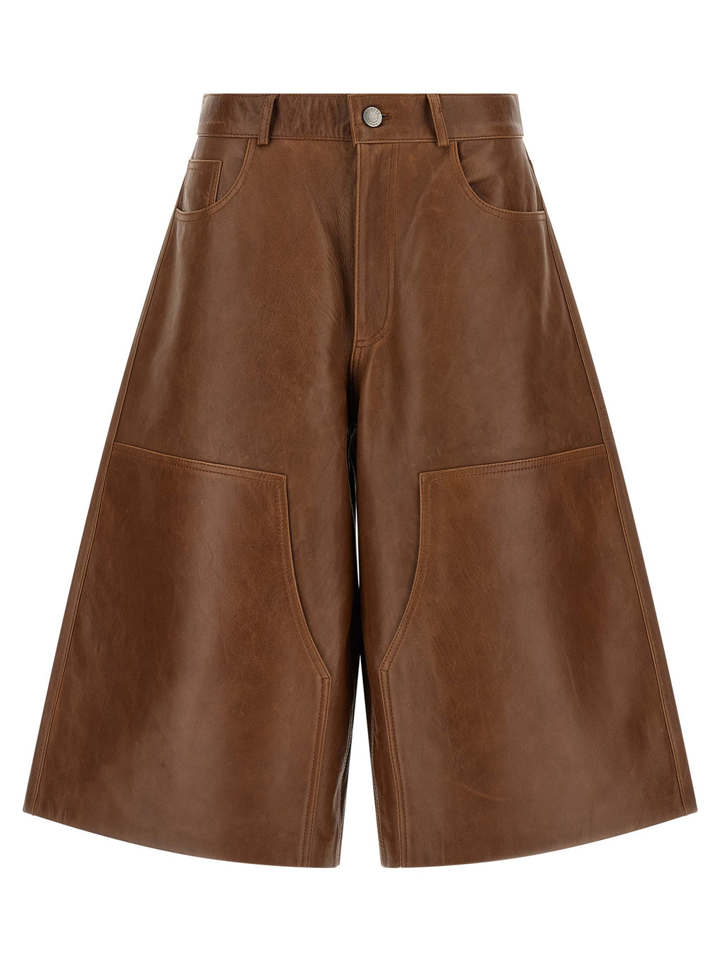 Haikure Brown Lambskin Bermuda Shorts