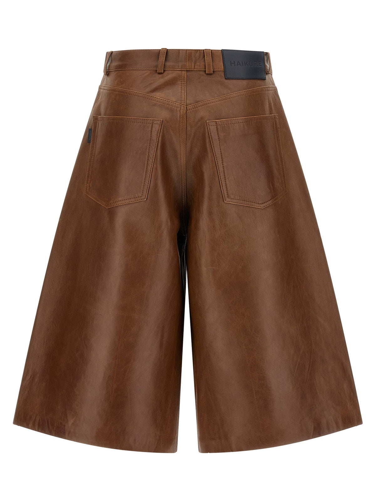 Haikure Brown Lambskin Bermuda Shorts