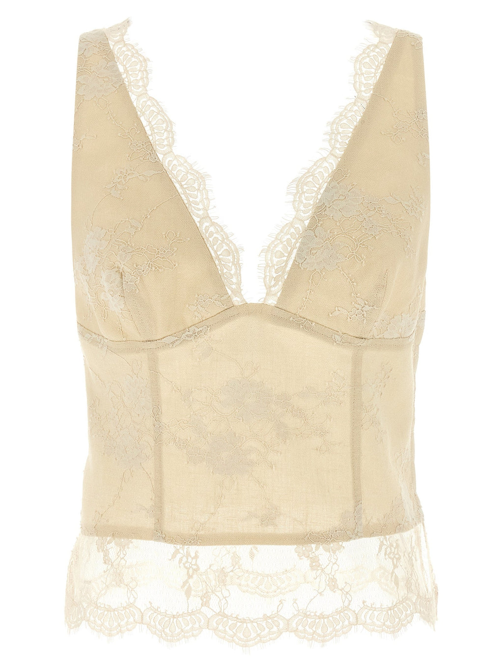 PINKO Beige Linen Tank Tops
