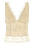 PINKO Beige Linen Tank Tops